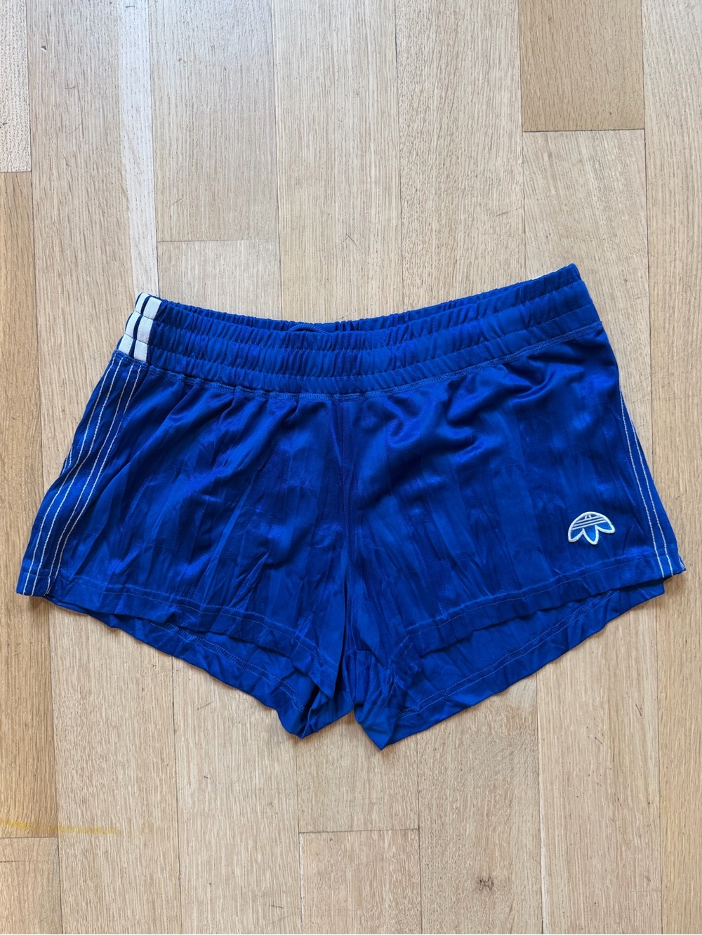Adidas x Alexander Wang Athletic Mini Shorts Blue w white stripes size S